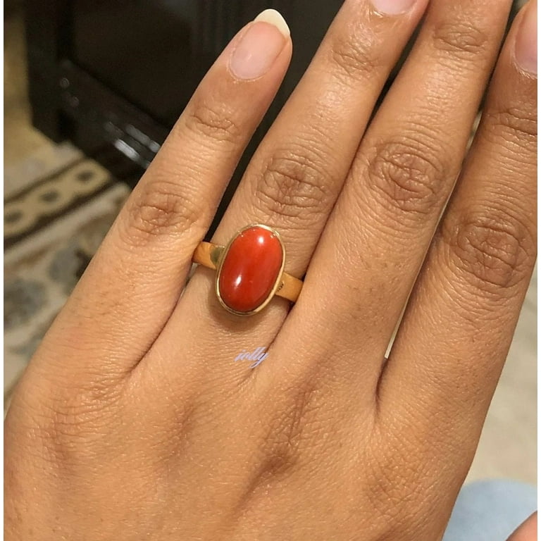Coral Ring Moonga Stone Online GORGEOUS! Untreated Ratti Red