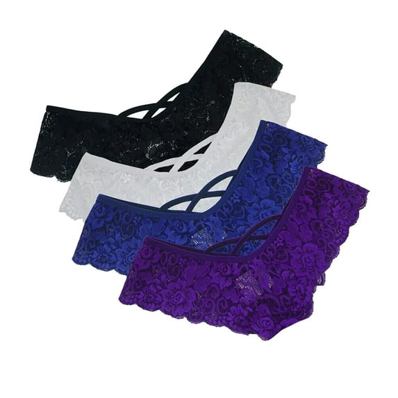 GORHGORH Lace Underwear Sexy Lingerie Stretchy Seamless Thong Panties,4-Packs