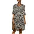 thumbnail image 1 of GORHGORH Women Casual Relaxed Fit Leopard Print Solid Color Half Sleeve Knee Length Dresses, 1 of 3