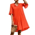thumbnail image 1 of GORHGORH Women Casual Relaxed Fit Leopard Print Solid Color Half Sleeve Knee Length Dresses, 1 of 4