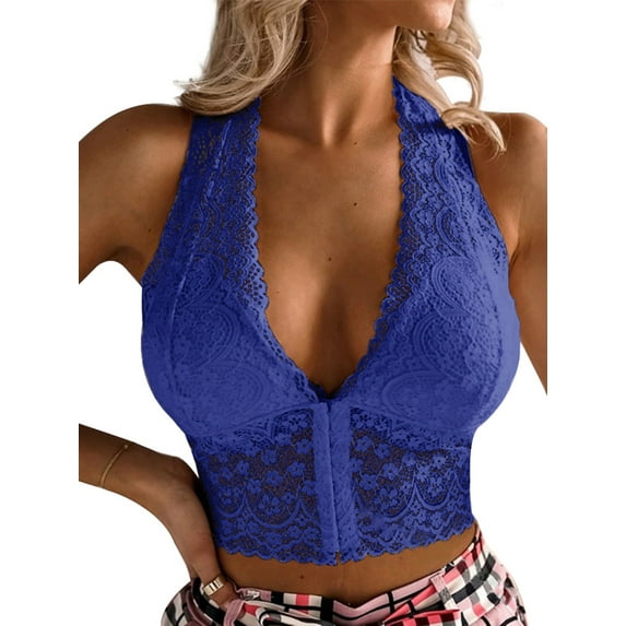 GORHGORH Women Push Up Bra Wide Strap Crop Top Sexy Lace Perspective Backless Camisole