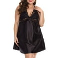 thumbnail image 1 of GORHGORH Women Sleepwear Satin Silk Babydoll Lace Back Cross Sexy Lingerie Pajamas Nightdress Plus Size, 1 of 4
