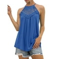 thumbnail image 1 of GORHGORH Women Summer Sexy Halter T-Shirt Pure Color Sleeveless Lace Stitching Casual Camisole Tank Top, 1 of 4