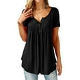 thumbnail image 1 of GORHGORH Women Summer Tee Shirt Solid Color Short Sleeve Button Blouse Tunic T-Shirt Top, 1 of 4