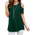 thumbnail image 1 of GORHGORH Women T-Shirt Plus Size S-5XL Solid Color Short Sleeve Cold Shoulder Loose Casual T-Shirt Blouse Tops, 1 of 2