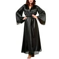 thumbnail image 1 of GORHGORH Women's Bathrobe Lace Satin Silk Stretchy Sleepwear Smock Robe, 1 of 3