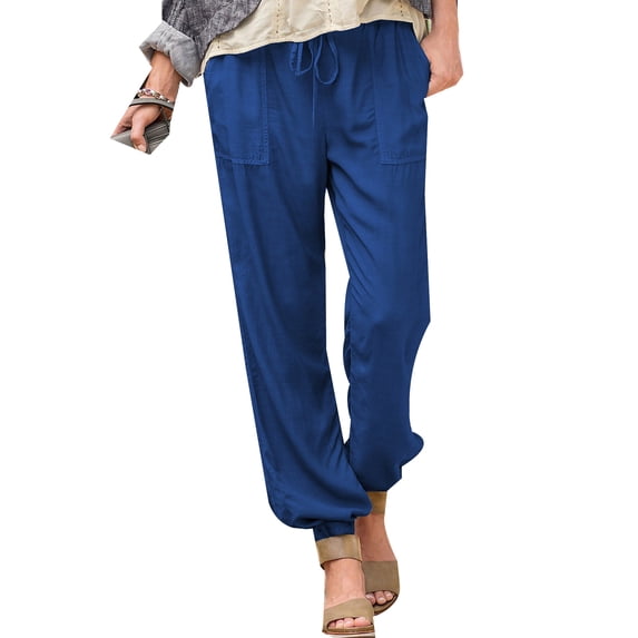 GORHGORH Women's Jogger Pants Solid Color Pocket Elastic Waist Chino Casual Pant