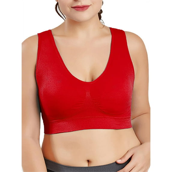 GORHGORH Women's Plus Size S-6XL Underwear Solid Color Quick-drying Seamless High Stretch Running Fitness Support Sports Bra