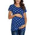 thumbnail image 1 of GORHGORH Womens Plus Size S-5XL Breastfeeding Nursing Polka Dot Floral Print Short Sleeve Maternity T-Shirt Tops, 1 of 5