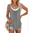 thumbnail image 1 of GORHGORH Womens Tank Tops Floral Print Sleeveless V-Neck Contrast Stitching Casual T-Shirt, 1 of 2