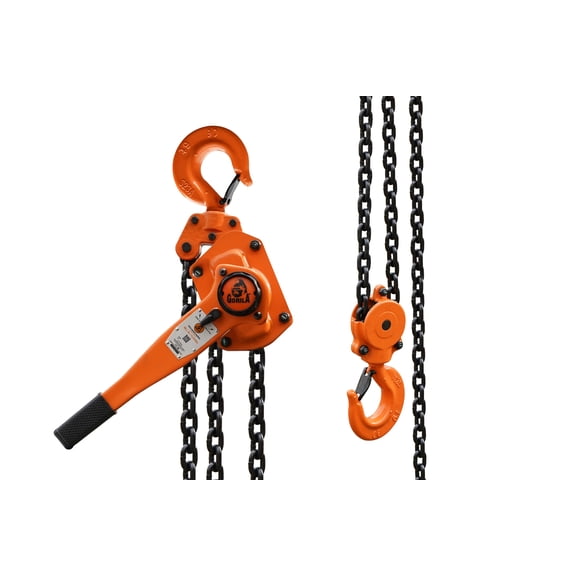 GORILA Manual Lever Hoist 360 | Manual Ratchet Chain Puller Hoist | 13225lbs - 5ft (6 Ton - 1,5 Meters) | Safety Factor 4:1 | Since 1989