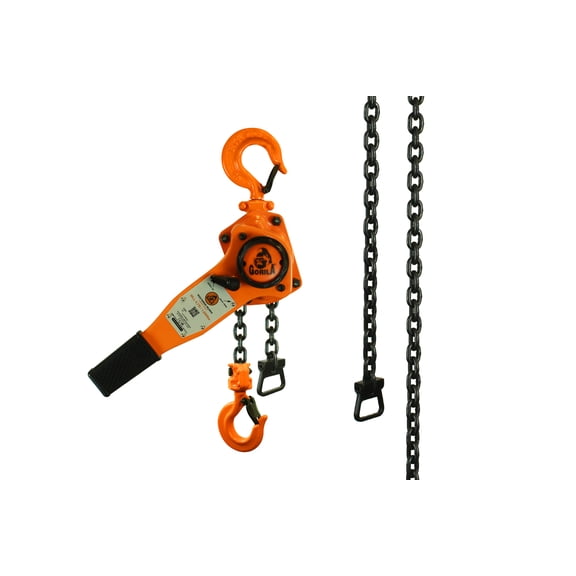 GORILA Manual Lever Hoist 360 | Manual Ratchet Chain Puller Hoist | 1650LBS - 10FT (0,75 Ton - 3 Meters) | Safety Factor 4:1 | Since 1989