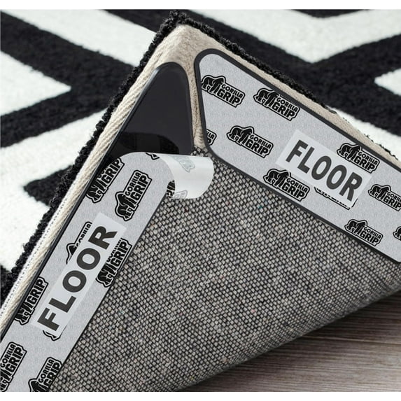 GORILLA GRIP 12 Pack Rug Gripper Pads, Keep Rugs Corners from Curling, Removable Sticky Pads Hold Carpet in Place