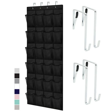 GORILLA GRIP 24 Pocket Over the Door Shoe Organizer, Mesh Pockets, Up to 40 Pounds, Hang on Doors, Black