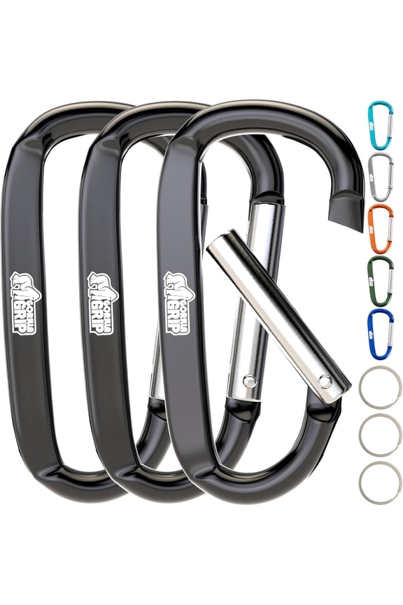 GORILLA GRIP 3 Inch Heavy Duty Aluminum Carabiner Clip, Clips Holds 170lbs, Rust, Scratch-Resistant Mini Keychain Carabiners for Keys, Small Ring Hooks Bag Backpack Purse