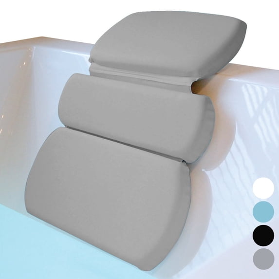GORILLA GRIP Bath Pillows for Tub, Waterproof Bathtub Pillows, Cushioned Headrest, 3 Panel, Gray