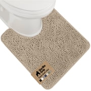 GORILLA GRIP Bathroom Rug, Contour Toilet Bath Rugs, Quick Dry Plush Chenille, Machine Wash and Dry, 24x19.5, Beige