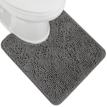 GORILLA GRIP Bathroom Rug, Contour Toilet Bath Rugs, Quick Dry Plush Chenille, Machine Wash and Dry, 22.5x19.5, Grey