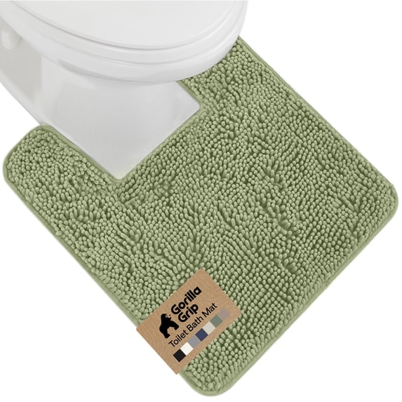 GORILLA GRIP Bathroom Rug, Contour Toilet Bath Rugs, Quick Dry Plush Chenille, Machine Wash and Dry, 24x19.5, Sage