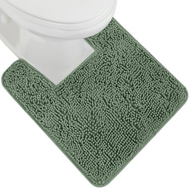 GORILLA GRIP Bathroom Rug, Contour Toilet Bath Rugs, Quick Dry Plush Chenille, Machine Wash and Dry, 22.5x19.5, Sage
