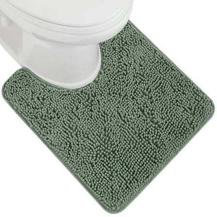 GORILLA GRIP Bathroom Rug, Contour Toilet Bath Rugs, Quick Dry Plush Chenille, Machine Wash and Dry, 24x19.5, Sage