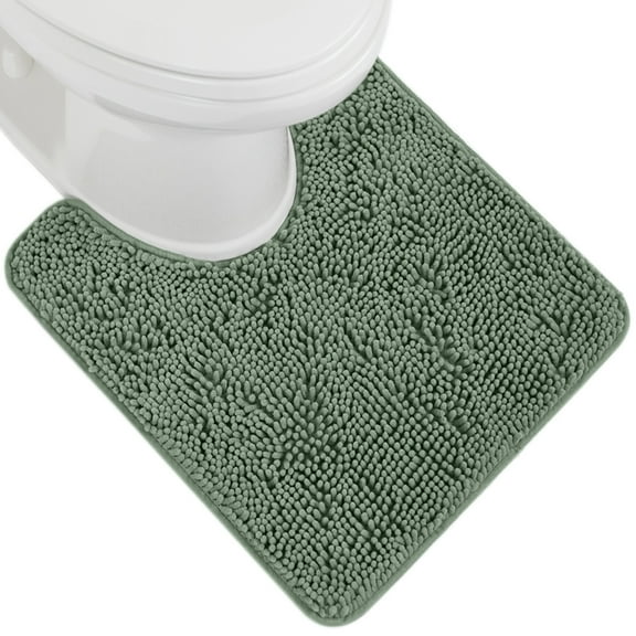 GORILLA GRIP Bathroom Rug, Contour Toilet Bath Rugs, Quick Dry Plush Chenille, Machine Wash and Dry, 24x19.5, Sage