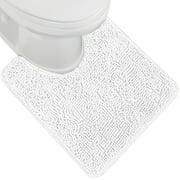GORILLA GRIP Bathroom Rug, Contour Toilet Bath Rugs, Quick Dry Plush Chenille, Machine Wash and Dry, 24x19.5, White