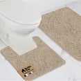 thumbnail image 1 of GORILLA GRIP Bathroom Rug and Toilet Base Floor Rugs Set, Quick Dry Plush Chenille, 30x20 Carpet, Beige, 1 of 10