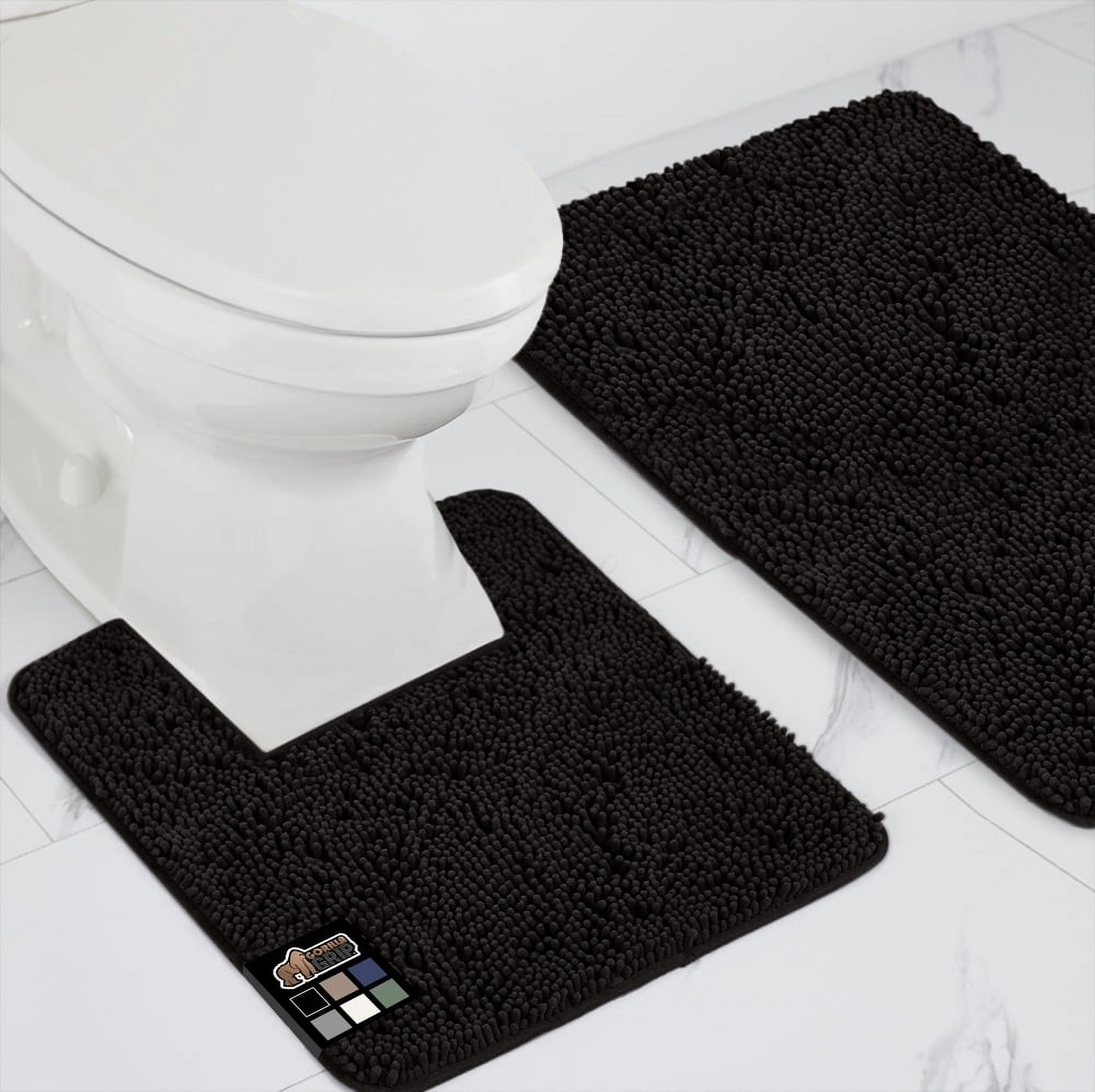 GORILLA GRIP Bathroom Rug and Toilet Base Floor Rugs Set, Quick Dry ...