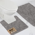 thumbnail image 1 of GORILLA GRIP Bathroom Rug and Toilet Base Floor Rugs Set, Quick Dry Plush Chenille, 30x20 Carpet, Gray, 1 of 10