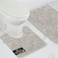 thumbnail image 1 of GORILLA GRIP Bathroom Rug and Toilet Base Floor Rugs Set, Quick Dry Plush Chenille, 30x20 Carpet, Light Gray, 1 of 10
