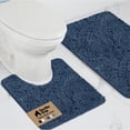 thumbnail image 1 of GORILLA GRIP Bathroom Rug and Toilet Base Floor Rugs Set, Quick Dry Plush Chenille, 30x20 Carpet, Navy, 1 of 10