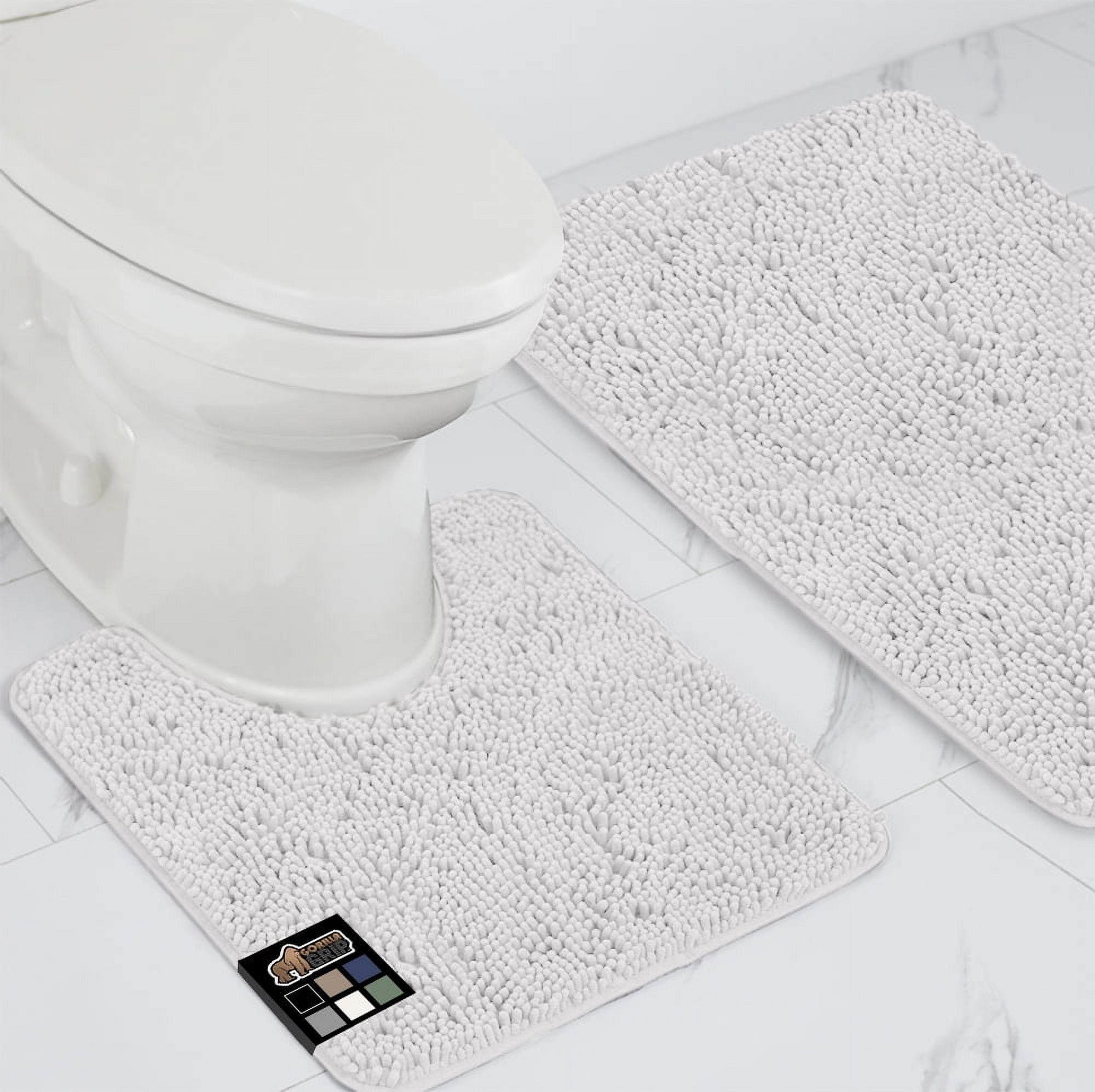 GORILLA GRIP Bathroom Rug and Toilet Base Floor Rugs Set, Quick Dry ...