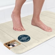 GORILLA GRIP Bathroom Rug, Soft Absorbent Memory Foam Shower Floor Mat, 24x17 Champagne