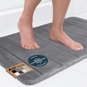 GORILLA GRIP Bathroom Rug, Soft Absorbent Memory Foam Shower Floor Mat, 24x17 Graphite Gray