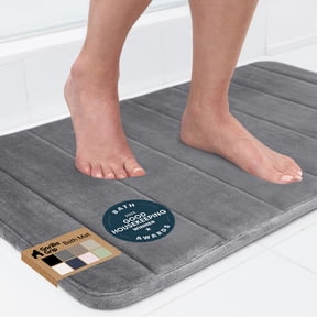 GORILLA GRIP Bathroom Rug, Soft Absorbent Memory Foam Shower Floor Mat, 24x17 Graphite Gray