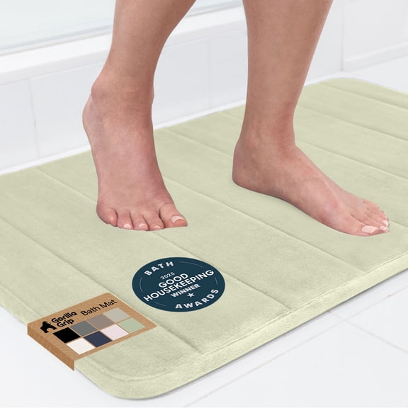 GORILLA GRIP Bathroom Rug, Soft Absorbent Memory Foam Shower Floor Mat, 24x17 Sage Green