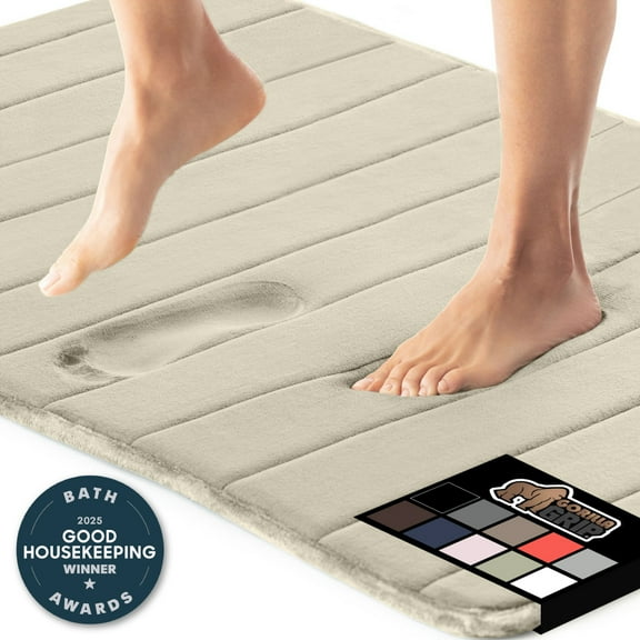 GORILLA GRIP Bathroom Rug, Soft Absorbent Memory Foam Shower Floor Mat, 36x24 Champagne