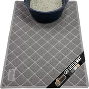 GORILLA GRIP Cat Litter Mat, Water Resistant, Traps Mess, Easy Clean, 24 x 17, Gray