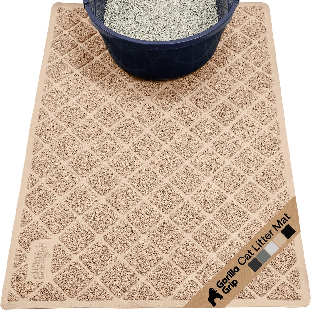 Deb Mat GORILLA GRIP, Cat Litter Box Mat, 30x20, Beige, Water Resistant, Soft ...