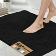 thumbnail image 1 of GORILLA GRIP Chenille Bath Rug 24x16, Rubber Backing Quick Dry Washable Microfiber Mats, Black, 1 of 10