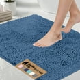 thumbnail image 1 of GORILLA GRIP Chenille Bath Rug 24x17, Rubber Backing Quick Dry Washable Microfiber Mats, Blue, 1 of 10