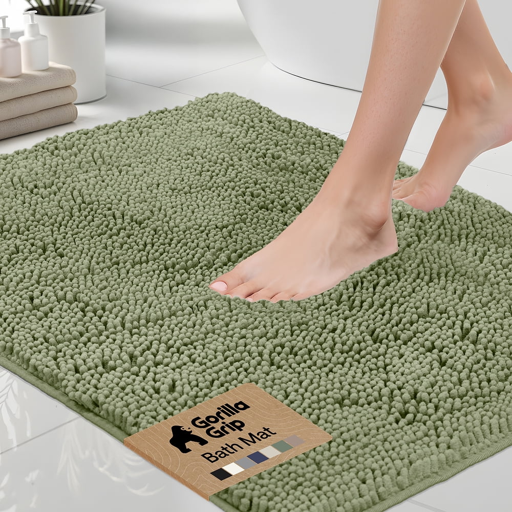 GORILLA GRIP Chenille Bath Rug 24x17, Rubber Back Quick Dry Washable ...