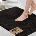 thumbnail image 1 of GORILLA GRIP Chenille Bath Rug 48x24, Rubber Backing Quick Dry Washable Microfiber Mats, Black, 1 of 10