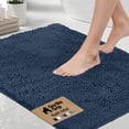 thumbnail image 1 of GORILLA GRIP Chenille Bath Rug 70x24, Rubber Backing Quick Dry Washable Microfiber Mats, Navy Blue, 1 of 10
