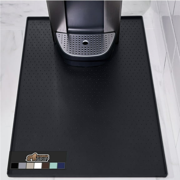 GORILLA GRIP Coffee Mat, 15x23, Waterproof Heat-Resistant Silicone Espresso Accessories, Black