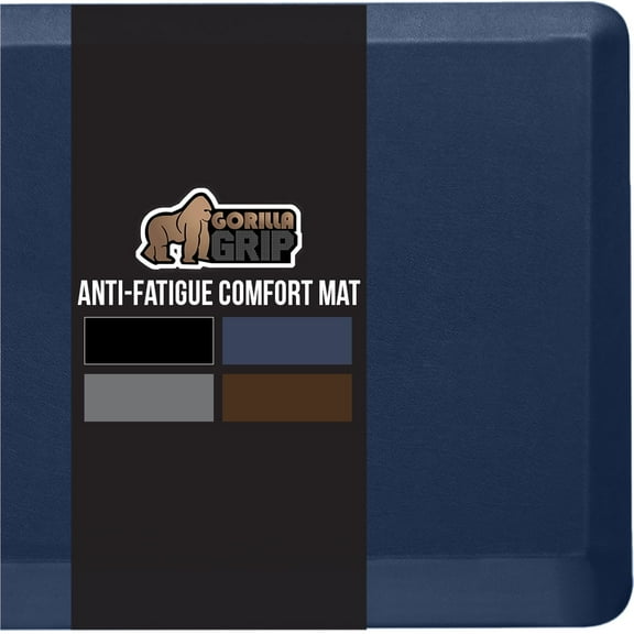 GORILLA GRIP Comfortable Cushioned Kitchen Mats, Waterproof and Stain Resistant Soft Top, 3/4 Inch Thick Ergonomic Standing Desk Anti Fatigue Mat, Foam Supports Ankles and Feet, 17x24, Navy