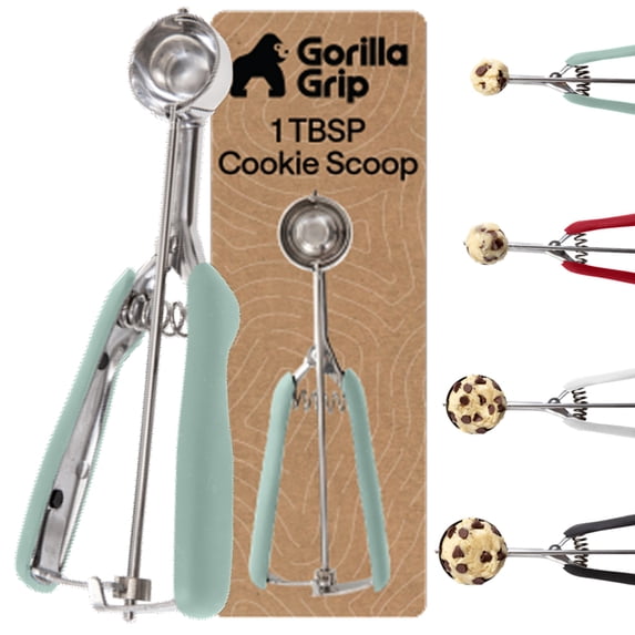 GORILLA GRIP Cookie Scoop 1 TBSP 304 Stainless Steel Spring Scoops for Dough Ice Cream Fruit Melon Baller Size 60 Mint