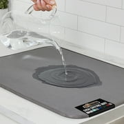 GORILLA GRIP Dish Drying Mat Thick Absorbent Microfiber Mat for Under Dryer Rack 16x18 In Gray