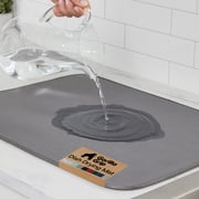 GORILLA GRIP Dish Drying Mat Thick Absorbent Microfiber Mat for Under Dryer Rack 16x18 In Gray